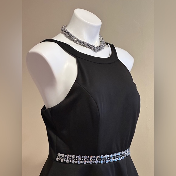 Emerald Sundae Ladies Black Round Neck Back Zip Fit & Flare Dress SZ 11 NWT - Picture 3 of 14